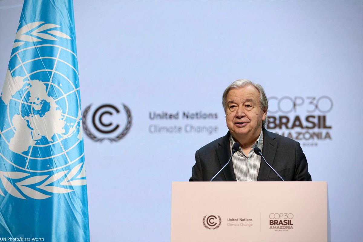 My message to ministers and negotiators here at #COP30:

Engage in good faith to reach an ambitious compromise.

1.5°C must be your only red line.

Be bold.

Follow the science.

Put people above profit.

This is the hour for leadership.