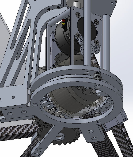 Gelidium_31_'s tweet image. こんな感じでターンテーブル裏にギアがあります
ちなみにこのステア、軽量化のために市販のセットカラーを使用しておらず、アルミ製自作セットカラーを使用しています