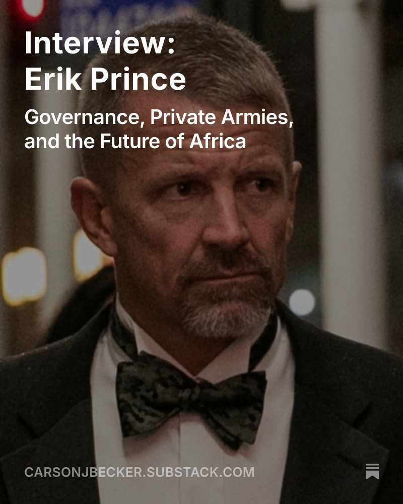 carsonjbecker's tweet image. “The Russians aren’t particularly good at counterinsurgency.”

@realErikDPrince on the deteriorating security situation in Africa.

Interview below: