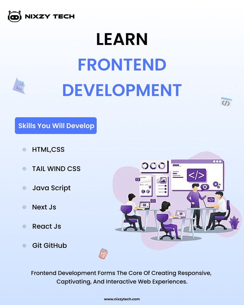 nixzy_tech's tweet image. Start Your Frontend Development Journey Today! 🚀
Want to build stunning, responsive, and interactive websites?

#FrontendDevelopment #WebDevelopment #LearnToCode #FrontendDeveloper #HTML #CSS #JavaScript #TailwindCSS #ReactJS #NextJS #GitHub #CodingJourney  #NixzyTech