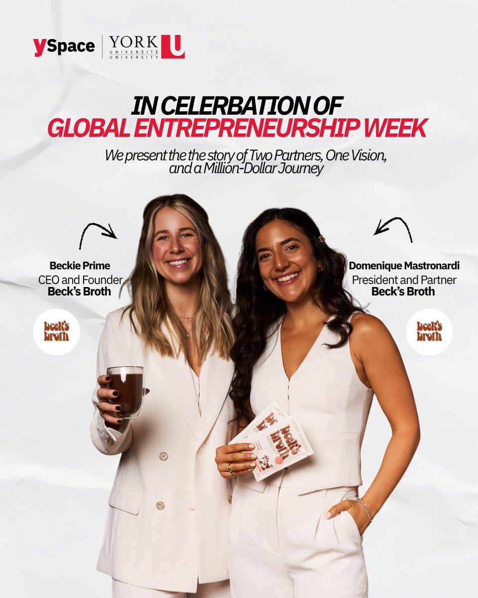 YSpaceYU's tweet image. Celebrating #GEW2025 by spotlighting founders like Beckie Prime and Domenique Mastronardi who worked together to take Becks Broth to new heights.

#GEW2025 #StartupEcosystem #MentorshipMatters