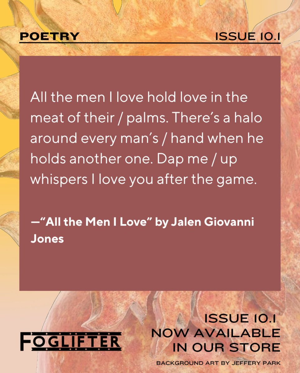 LSUCWprogram's tweet image. Little behind on this shoutout but better late than never!

MFA third-years Justin Howerton and Jalen Giovanni Jones have back-to-back poems in the 10.1 issue of Foglifter! And by back-to-back, we mean back-to-back, on pgs 163 and 164 respectively ‼️