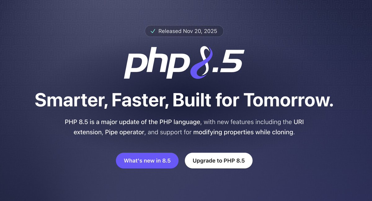 RmeetsH's tweet image. Welcome to PHP 8.5 💕

#php #php85 #opensource #newrelease
