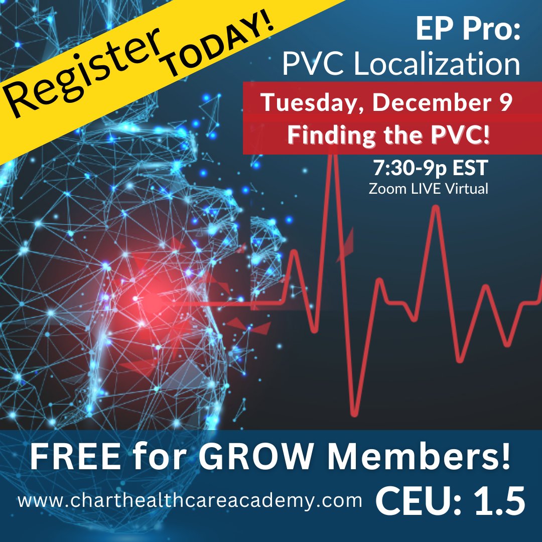 ChartAcademy's tweet image. 🎉 Every month we celebrate our learners with a powerhouse 90-minute virtual session - our EP Pro Courses! 

🔥 Final course in 2025! EP Pro: PVC LOCALIZATION! 🔥

Want in? bit.ly/4pj0Uqi

🚀 #CHARTpeeps #EPeeps #VivaEP #CHARTEPPro #GROWMembership #MedTech  #EPCurious