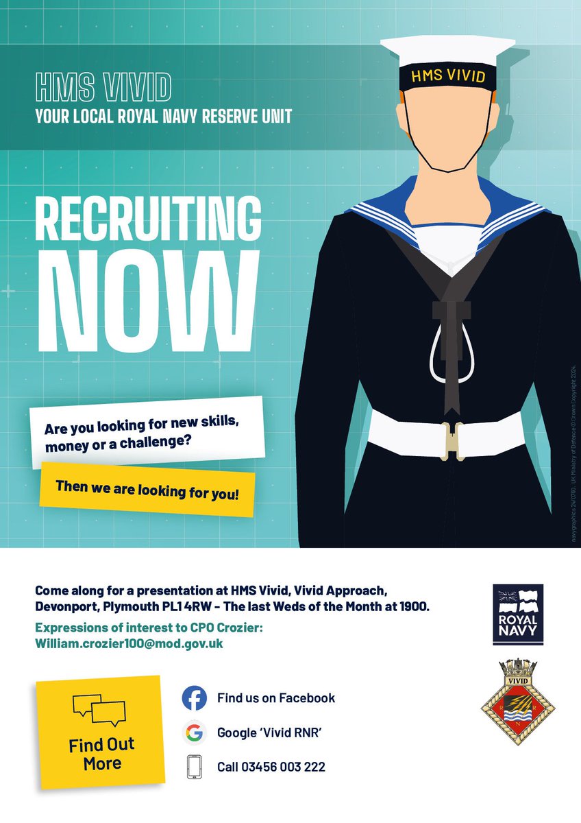Come and speak to us about life in <a href="/RNReserve/">Royal Naval Reserve</a>. Details below. We think you need a new adventure!

#Cornwall #Devon

👇👇👇