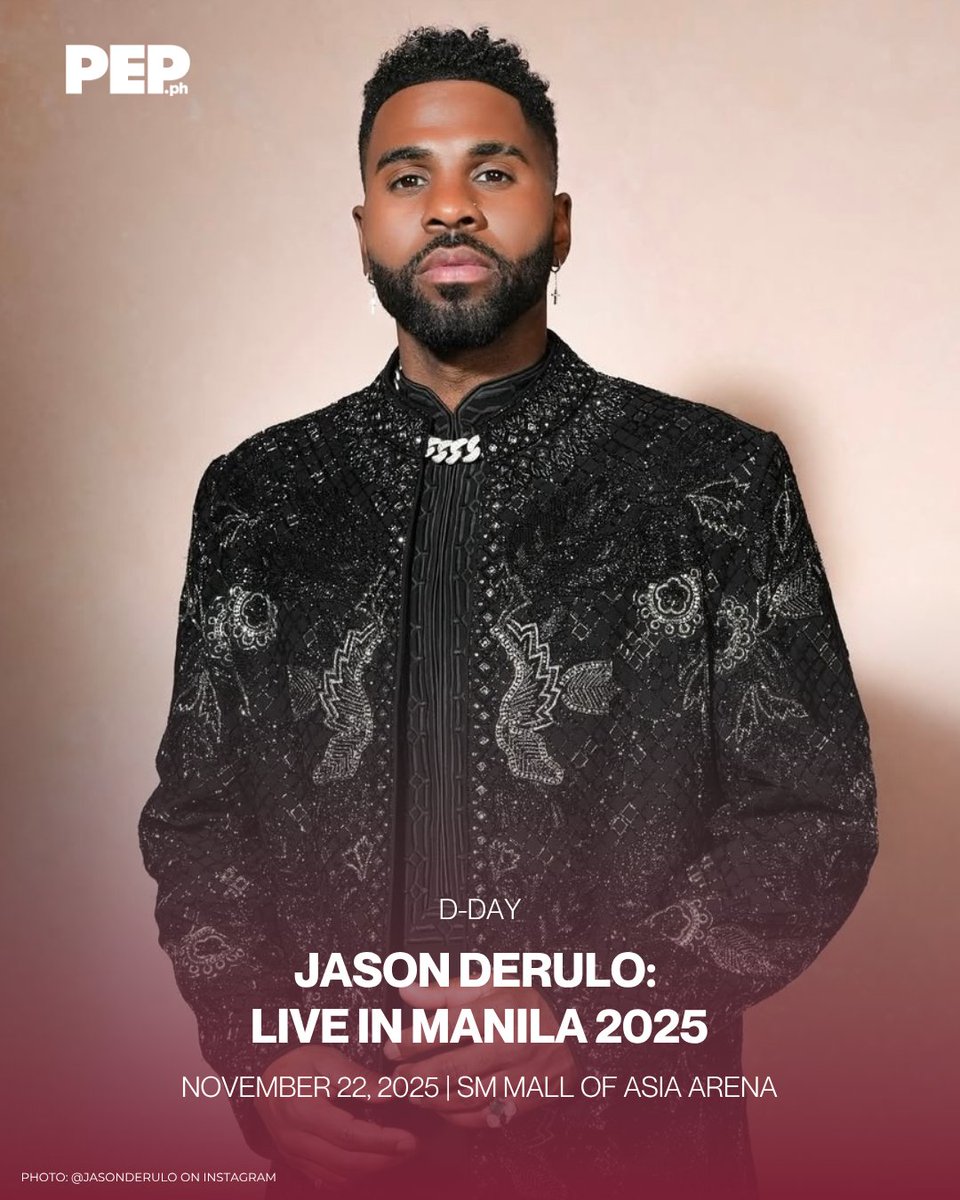 PEPalerts's tweet image. It’s finally Derulo Day, Manila! 🔥 

After 9 long years, Jason Derulo is hitting the SM Mall of Asia Arena tonight for his much-awaited return! ✨ 

Presented by L-Squared Productions.

#JasonDerulo #JasonDeruloLiveInManila #JasonDerulo2025 #PEPConcerts