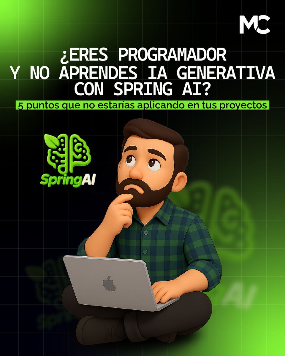mitocode's tweet image. ¡Hey Coder! 🙋🏻. Si aún no aplicas IA generativa con Spring AI, estás dejando pasar mejoras clave en tus proyectos 🚀. Así que revisa estos 5 puntos y empieza a potenciar tu backend desde hoy 👩🏻

🚨 Spring AI developer
📲 buff.ly/H8kDgIW
.
#mitocode #programador