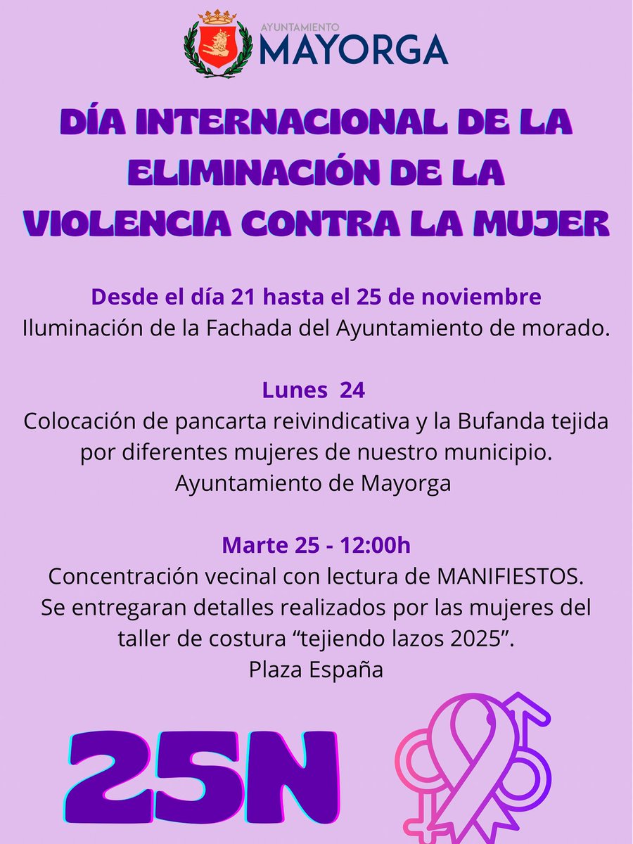Un año más decimos NO a la violencia contra las mujeres.
Nos unimos a esta fecha para visibilizar, concienciar y apoyar a quienes la padecen.

Juntas y juntos podemos cambiar esta realidad. 💜

Te esperamos el martes 25 a las 12:00h en la Plaza España.