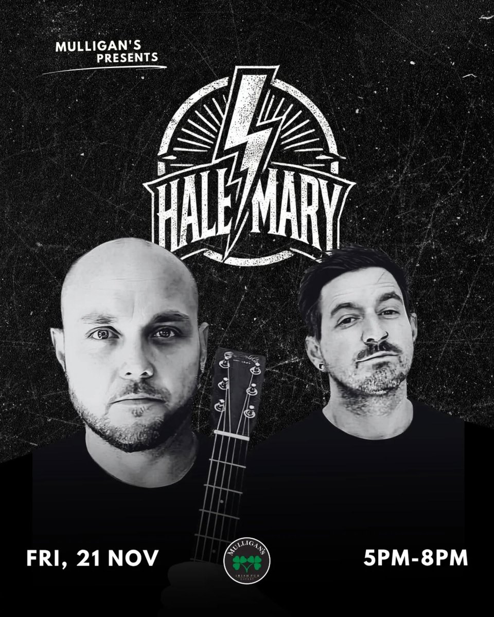 NeilHellerle's tweet photo. FRIDAYS are about to POP OFF at Mulligan’s!
📷 FRIDAY, 21 NOVEMBER
Hail Mary takes the stage from 5PM–8PM. Expect guitars, goosebumps and good times incoming.
Then…DJ Neil in the Mix!
#MulligansIrishPub #LiveMusic #HailMary #DJPeterWilson #DurbanNights #WeekendVibes https://t.co/7HRgZorzug