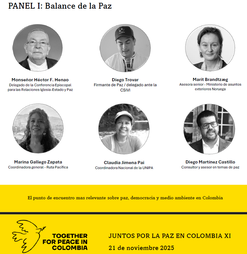 Mañana 21 de noviembre estaré participando de manera virtual en el evento Juntos por la Paz en Colombia XI, que se realizará en Oslo, Noruega, uno de los espacios internacionales más relevantes sobre paz, democracia y sostenibilidad en Noruega.

Hago parte del Primer Panel: