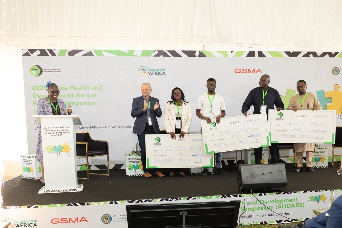 aphrc's tweet image. APHRC awards outstanding researchers with bold ideas at the 2025 Africa Health and Development Annual Research Symposium. Through the Strategic Initiatives and Innovations (SII) Fund, APHRC supports staff-led Pipeline and Big Ideas, fueling innovation and driving high-impact…