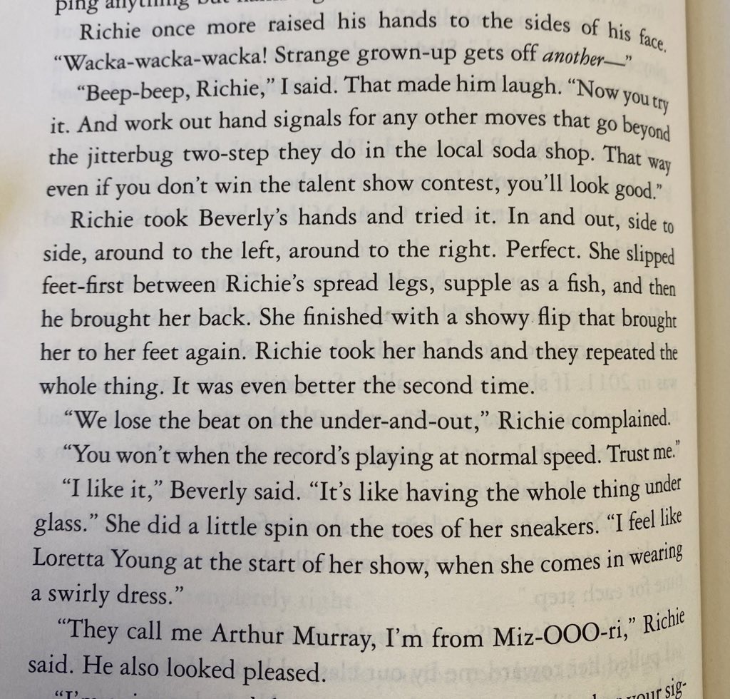 love that little scene in 11/22/63 where richie and bev are practicing a dance for a talent show contest