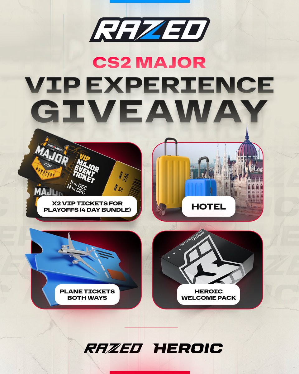 heroicgg's tweet image. Insane VIP Experience giveaway for the CS2 Major 🤯

To enter, sign up to @RazedEsport using the link below. 

DOUBLE your chances by depositing $10 or more 🔥