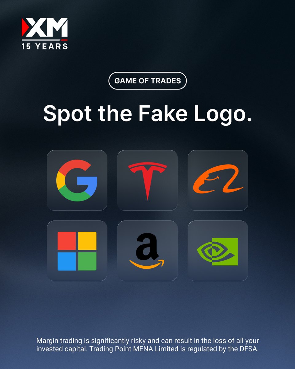 Spot the fake! 👀 
 One logo in each pair has been tweaked. Can you tell which ones are real? 

💬 Comment your answers 

#XMMENA #TradingChallenge #TradingFun #GlobalMarkets #BrandChallenge