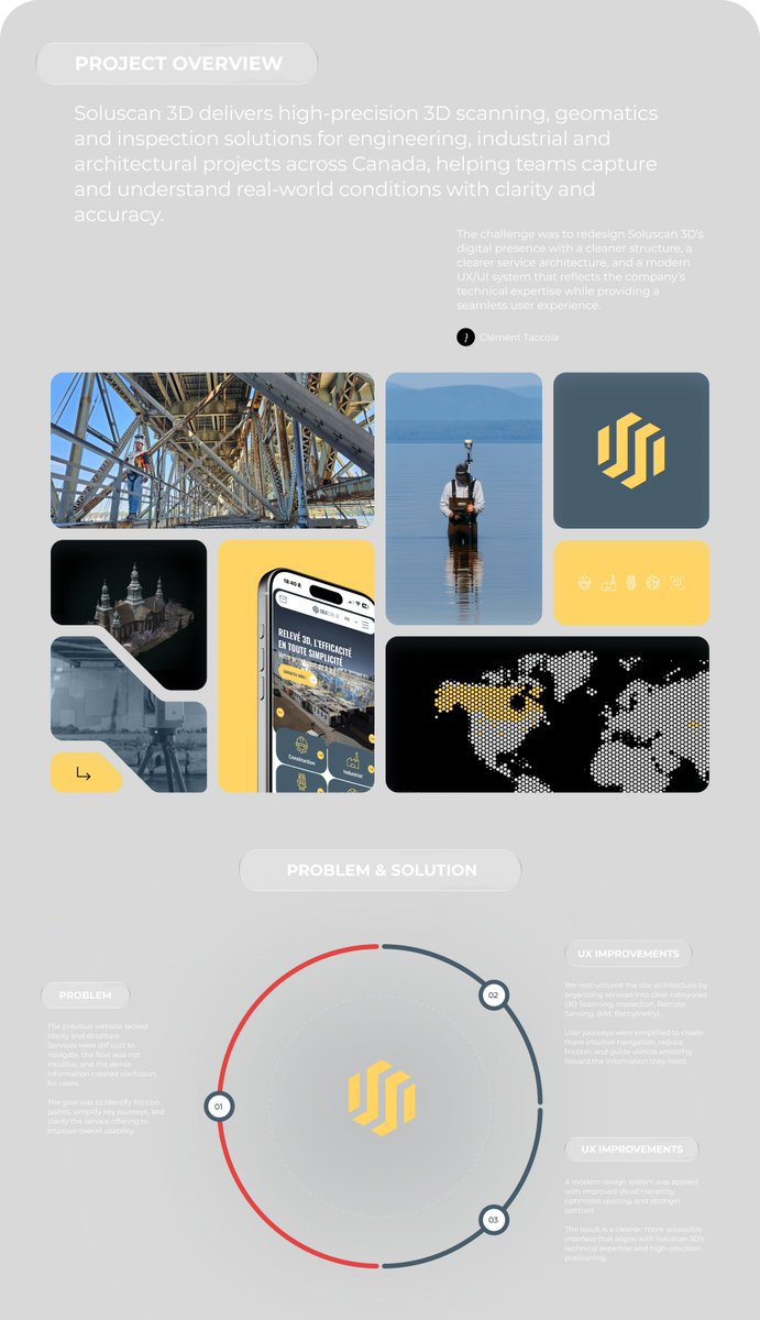 ClementTaccola's tweet image. New UX/UI redesign for Soluscan 3D.
3D Scanning • Geomatics • Clean Design.
behance.net/gallery/238650…

#UXUI #WebDesign #3D #Design #Website #behance #WebDevelopment #UIDesign #DesignInspiration #designer #PortfolioDay