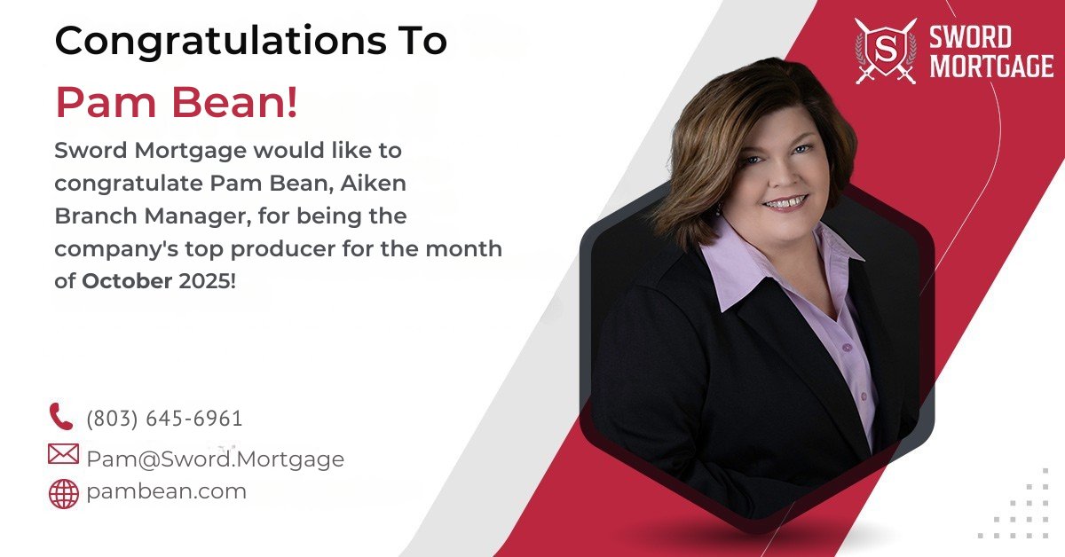 SwordMortgage's tweet image. 🎉 Big shoutout to Pam Bean – Sword Mortgage’s Top Producer for October 2025!
Proud to have this Aiken, SC powerhouse leading the way. 
📞 (803) 645-6961
📧 Pam@Sword.Mortgage
🌐 pambean.com
#MortgagePro #TopProducer #AikenSC #PamBean #SwordMortgage #WomenInBusiness