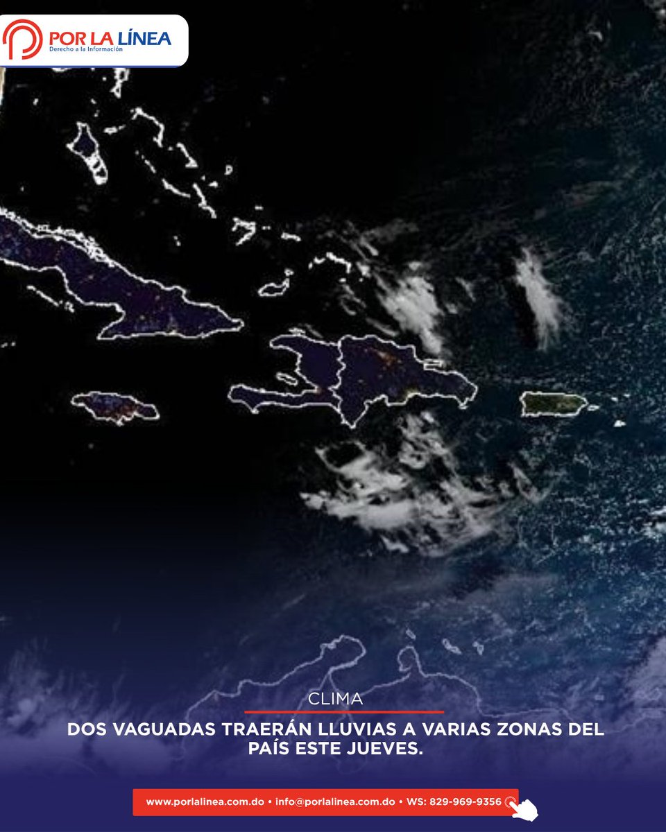 porlalineareal's tweet image. Dos vaguadas activas provocarán lluvias en varios puntos del país este jueves. Condiciones marítimas: normales. ☔🌬️
Pronóstico completo en porlalinea.com.do

#ClimaRD #Vaguada #Tiempo