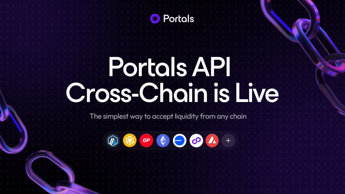 portals_fi's tweet image. A user finds your protocol. Yields look good. But their assets are on Arbitrum &amp;amp; you&apos;re on Base. They close the tab.

This kills conversion in DeFi. We&apos;ve fixed this.

The Portals API is now cross-chain. One integration unlocks liquidity &amp;amp; users across 8+ EVM chains. 🧵 (1/7)