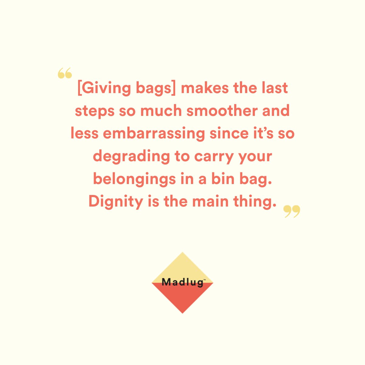 wearemadlug's tweet photo. Dignity is everything. Children in care often carry belongings in a bin bag, causing a loss of dignity. 

With every bag you buy, we provide a child with a pack-away bag,  giving them a sense of value.

Every purchase makes a real difference.

https://t.co/KEU6bZDCnO https://t.co/hXwwQiB43j