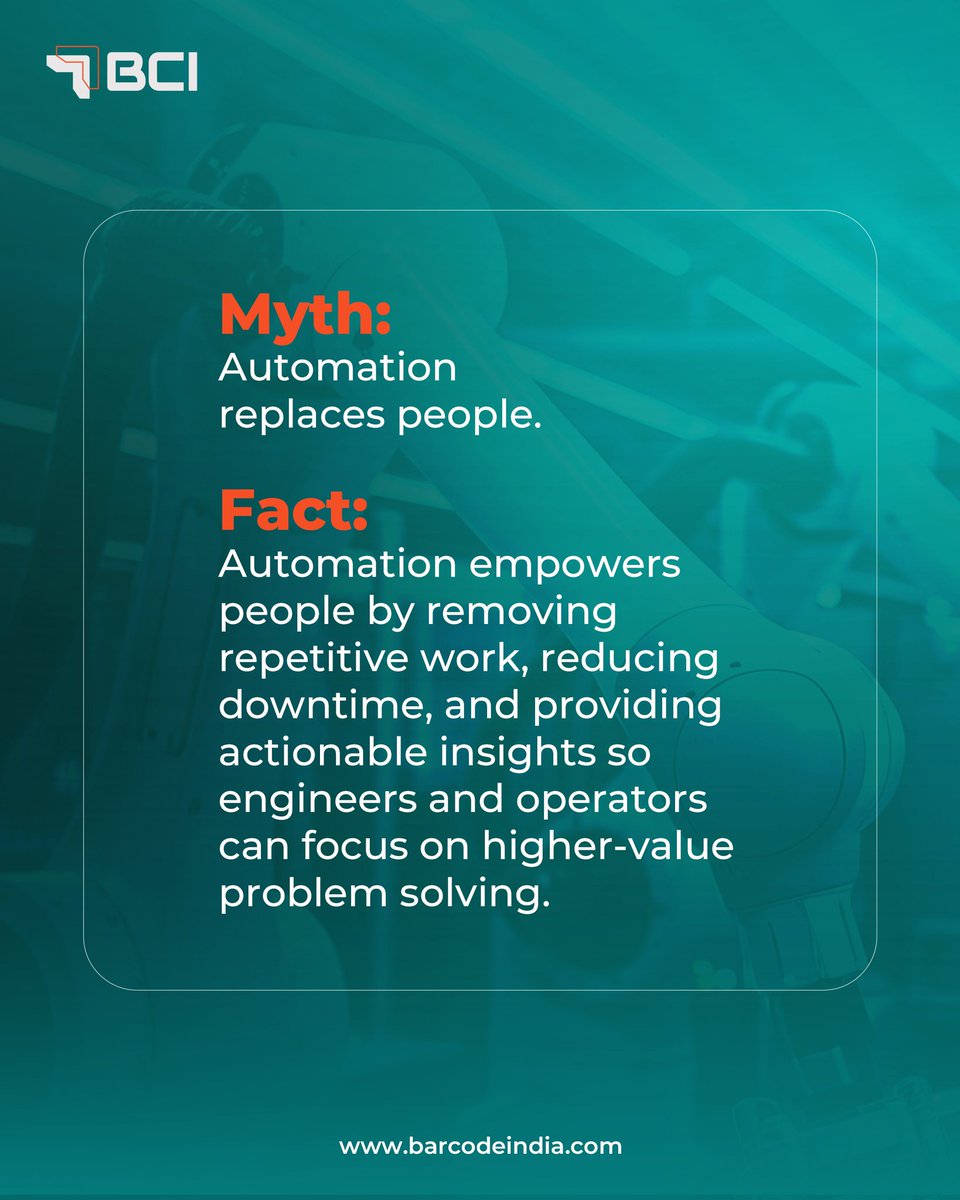 BarCodeIndialtd's tweet image. Automation isn’t about replacing people - it’s about empowering them. 
By automating repetitive tasks, your teams can focus on strategy, innovation, and smarter decision-making.
Because at the heart of every smart system, are smarter humans. 

#AutomationWithPurpose #BarCodeIndia