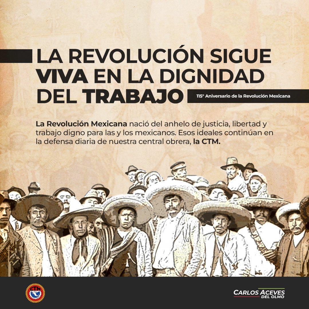 El 20 de noviembre recordamos que la Revolución Mexicana fue, ante todo, una lucha por dignidad y justicia para las y los mexicanos.
Hoy esos principios viven en la defensa de los derechos de las y los trabajadores.
La lucha continúa en la Unidad y Trabajo que promueve la