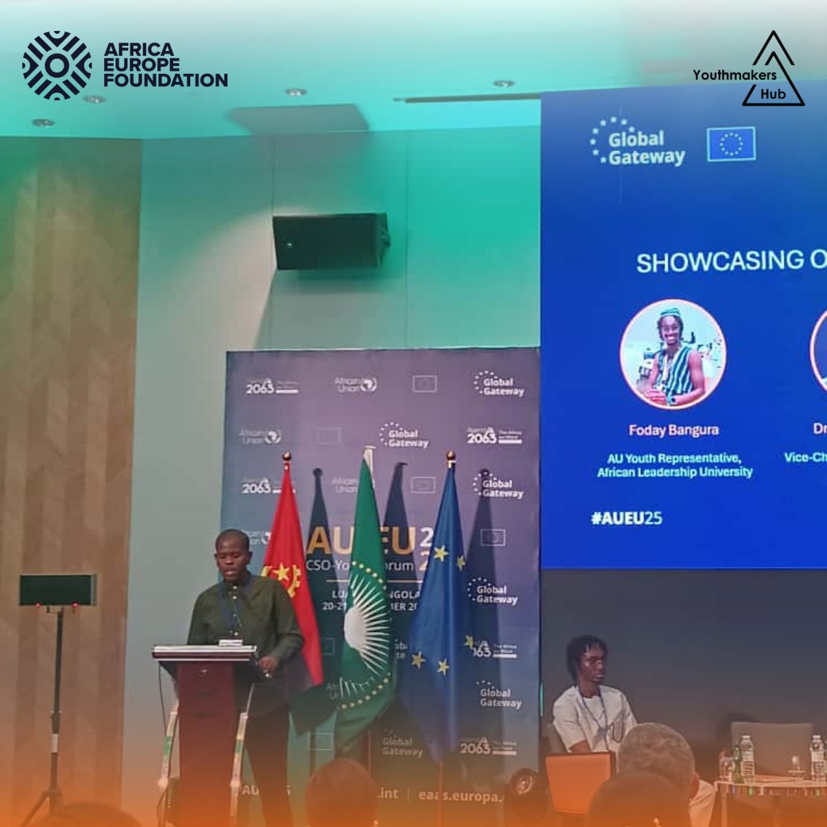 youthmakershub's tweet image. Institutions set the tone at #AUEU25 🌐
From peacebuilding to youth-led advocacy, insights on
@WCC, @Forus_Int, @ICA_AFRICA1 &amp;amp; the @AUEUYouthLab.

💬Cedrick Nkeshimana Henry presented the #AUEUYouthActionLab, part of the @AUEUYouthLab.

#AEFYouthAwards #RoadtoLuanda25 #AEF