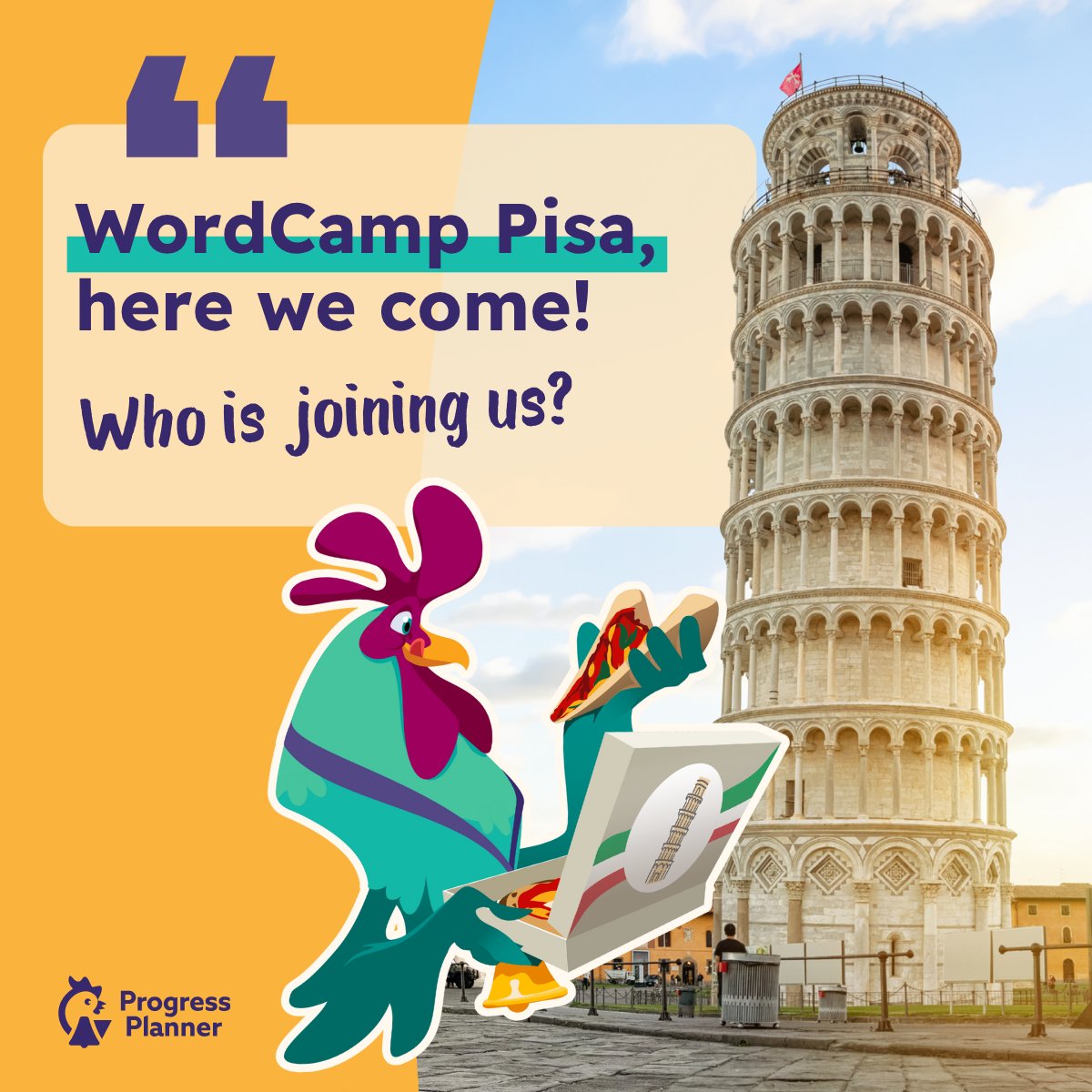 MyProgressPlan's tweet image. We’re heading to #WCPisa! 🇮🇹
Can’t wait to meet friends old and new, join great sessions, and contribute back to WordPress.

If you’re around, come say hello!

#WordCamp #ProgressPlanner