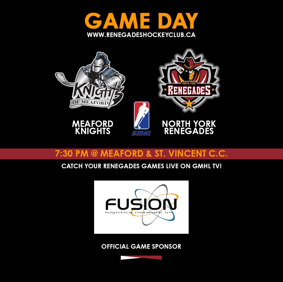 _NYRenegades's tweet photo. YOUR Renegades make the drive to Meaford today to battle the Knights in a @TheGMHL division crossover game brought to you by Fusion Logistics Networks Inc.
Don't forget, the game will be on GMHLTV!!
#juniorhockey #UnitedInRed #hockey #gmhl https://t.co/h7LF9CQhgI