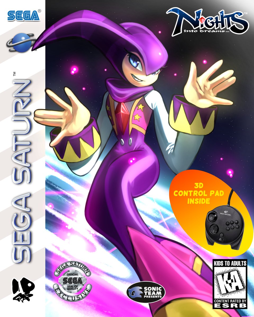 CRAP1007's tweet image. NIGHTS!🌙

#NiGHTSIntoDreams #Sega #fanart #drawing #coverart