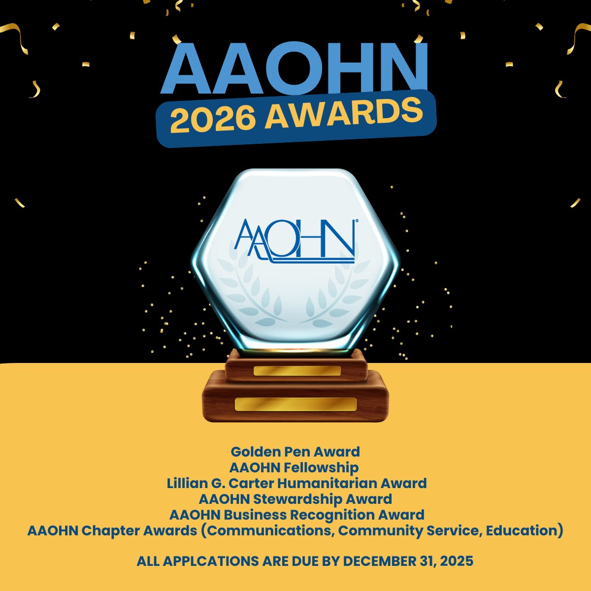🏆 Honor excellence in OHN by applying or nominating a colleague for AAOHN’s 2026 awards. This year’s recognitions highlight leadership, humanitarian impact, workplace health innovation, and chapter achievement. All applications are due December 31, 2025.
aaohn.org/Membership/Awa…