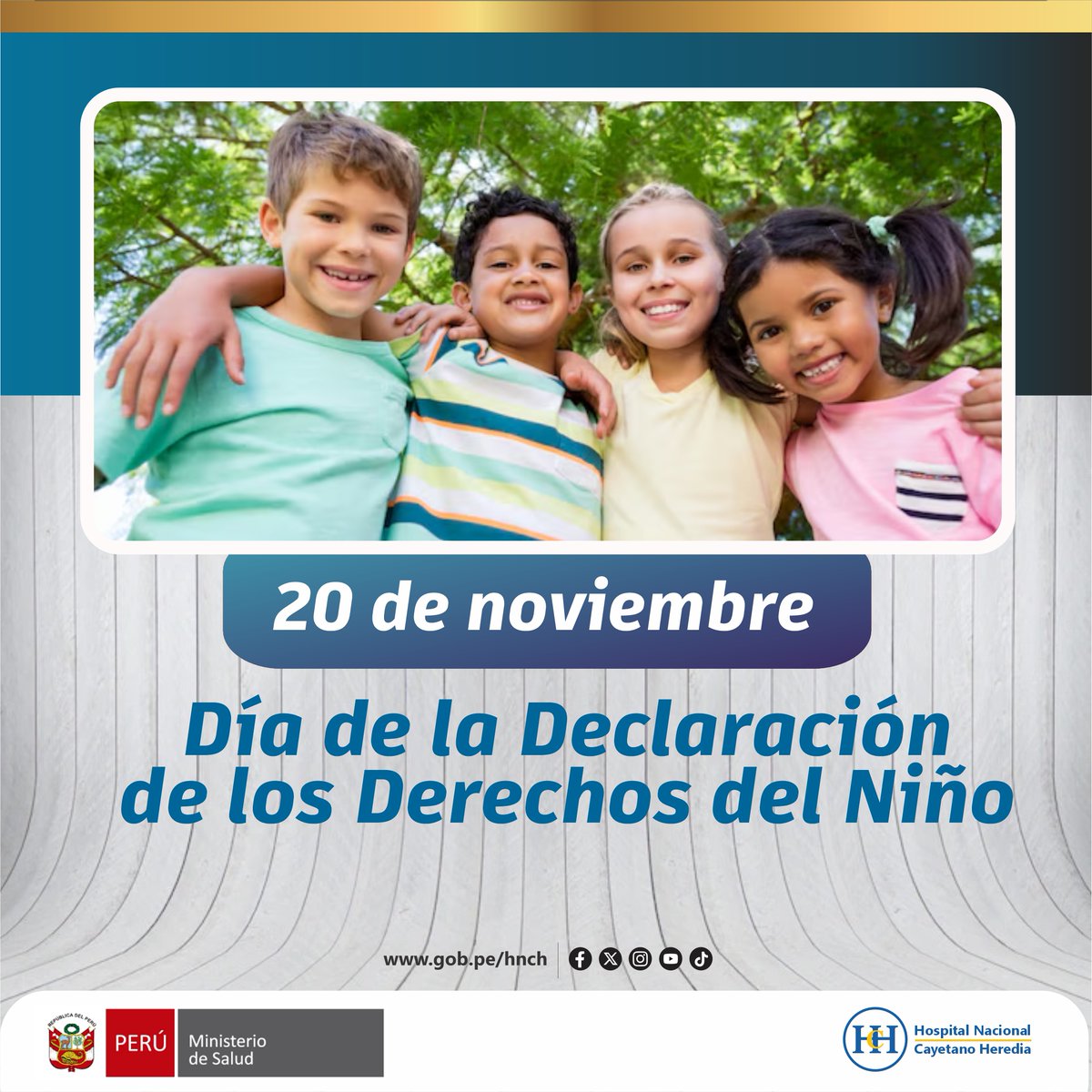 El Hospital Nacional Cayetano Heredia reafirma su compromiso con la protección, el respeto y la promoción de los derechos de todos los niños y niñas, garantizando su bienestar, salud, educación y desarrollo integral.
#DerechosDelNiño #ProtecciónInfantil #SaludPediátrica #HNCH