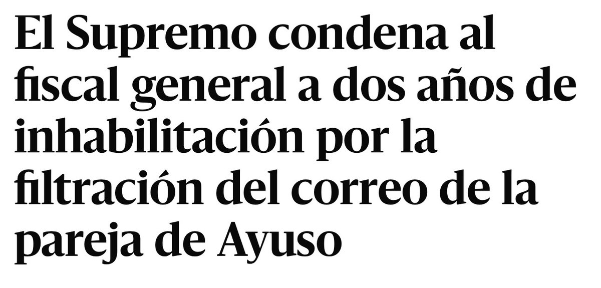 Tardarà anys el Suprem en esborrar la vergonya i la degradació que suposa aquest procés i la seva sentència per la justícia.

Ni una prova, testimonis apuntant en direcció Km.0, Ayuso utilitzant fons públics per defensar un delinqüent confés.

Que surti un 20N és un recordatori.