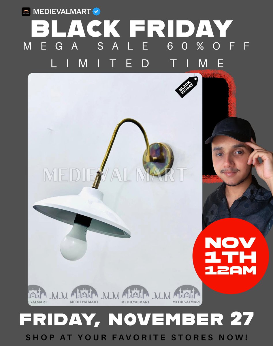 MedievalMartCA's tweet photo. MEDIEVALMART CA Handcrafted Brass Wall Sconce: Adjustable Mid-Century Modern Lighting
...
MEDIEVALMART CA BIGGEST BLACK FRIDAY SALE ON GOING TO OUR STORE 👇  @MedievalMartLTD
 
TAGS......
#medievalmart #MedievalMartCA #BlackFriday #BlackFridaySale https://t.co/UhAReioGia