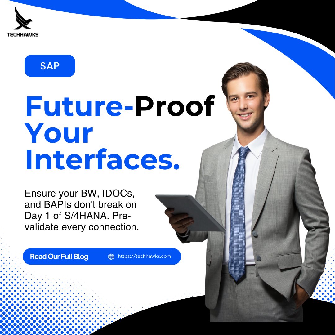 tech_hawks's tweet image. S/4HANA affects IDocs, RFCs, BAPIs, WebServices — the Readiness Check shows what breaks and what needs updating.

📎 Protect your integrations before migration:
 techhawks.com/en/s-4-hana-re…
#SAP #S4HANA #SAPMigration #S4HANAReadiness #SAPConsulting #TechHawksConsulting