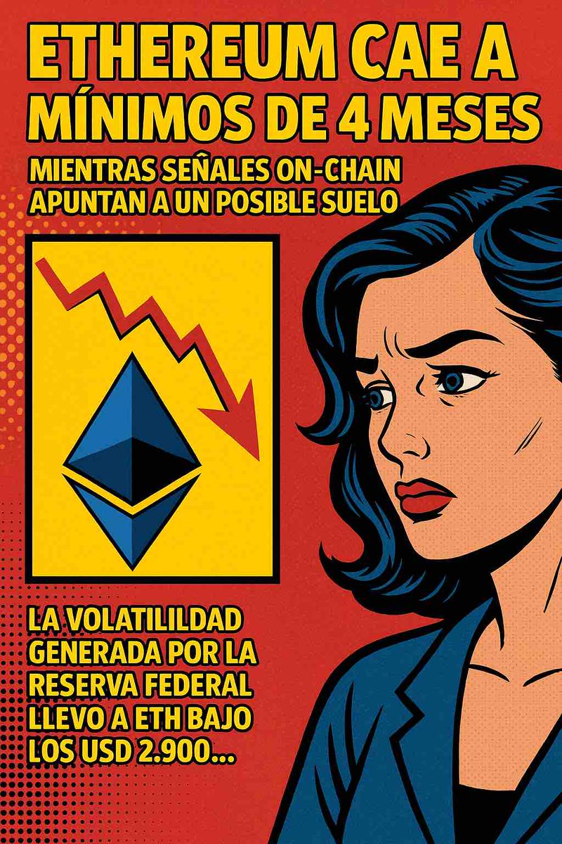cripto_t's tweet image. Ethereum cae a mínimos de 4 meses mientras señales on-chain apuntan a un posible suelo criptotendencias.com/altcoins/ultim…