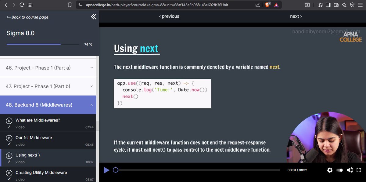 dibyendu2005's tweet image. Day 76 — Middleware Brain Unlocked 🧠⚙️
I’ve used app.use &amp;amp; app.set before, but today I finally learned how middleware REALLY works
✨ What middleware is
✨ How next() flows
✨ Creating my own utility middleware

Backend feels way more clear now!
#100DaysOfCode #NodeJS #ExpressJS