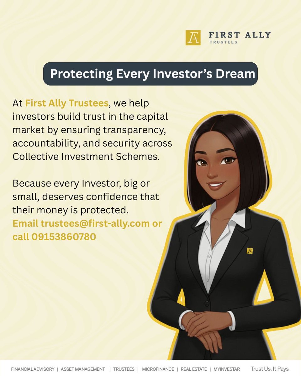 Amina’s story shows the power of coming together. Alone, her dream was out of reach, but with pooled support, she achieved it.

That’s the same principle behind Collective Investment Schemes: many investors pooling funds for greater opportunities.  

At First Ally Trustees, we
