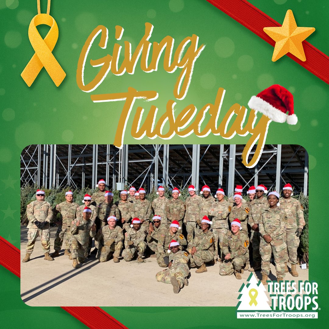 Trees4Troops's tweet image. Giving Tuesday is Dec 2. 🎄💚
Donate, visit a participating location to give a tree, or purchase our Collectible Bear to support deliveries. 🎁🐻🇺🇸
Plan your part: christmasspiritfoundation.org/t4t-get-involv…

Who are you honoring this year?

#TreesForTroops #CSF #SupportOurTroops #GivingTuesday