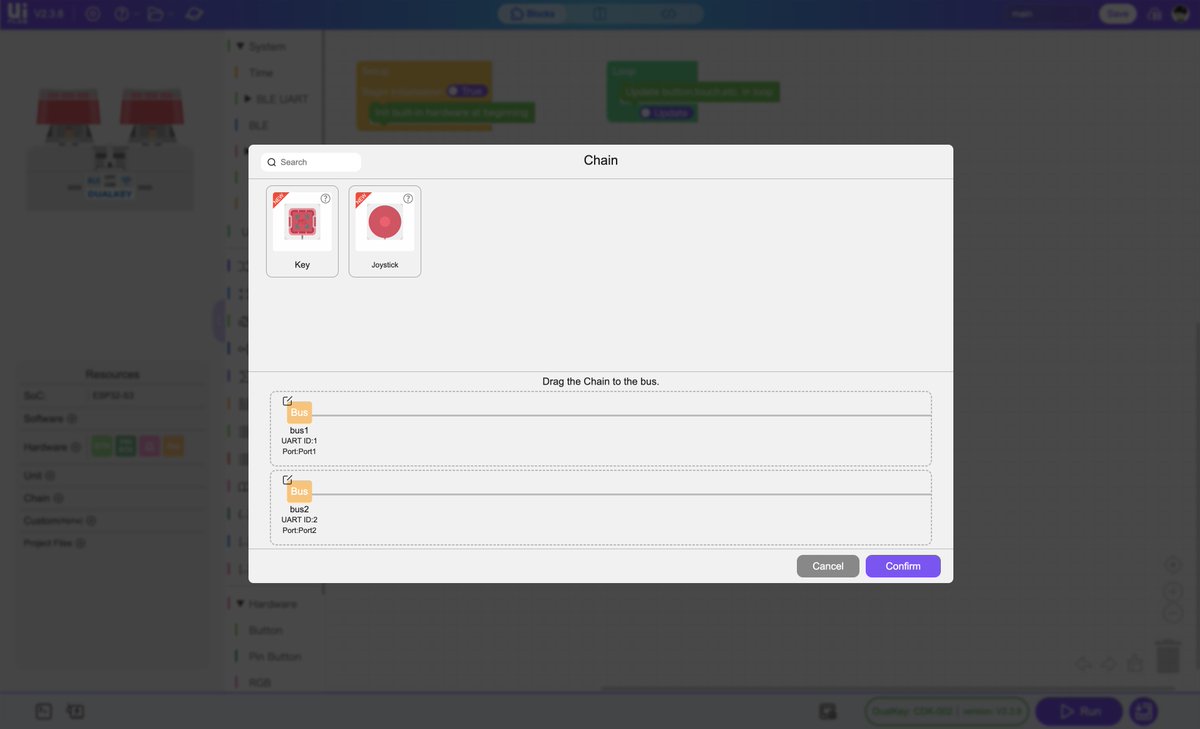 saitotetsuya's tweet image. ちゃんと Chain が選べるね #m5stack #uiflow2