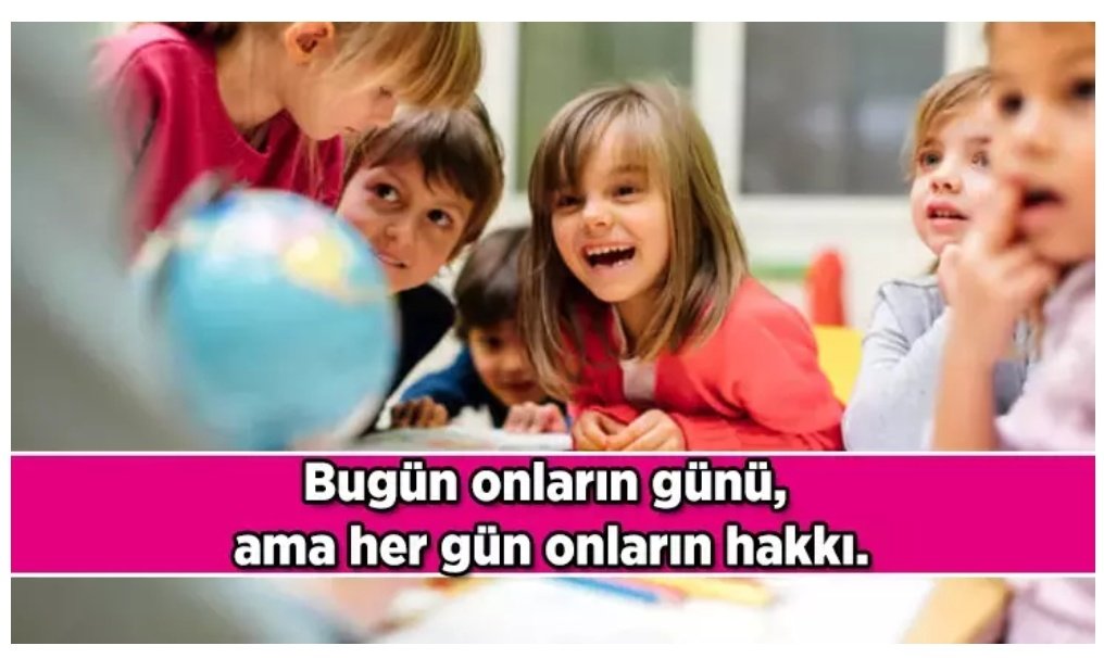 Dünya üzerindeki her çocuğun; sevgi dolu bir aile ortamında yaşama, eğitim alma, korunma, ifade özgürlüğü ve oyun oynama hakkı vardır. Çocuk haklarının sadece bugün değil, her gün savunulması gerektiğini hatırlatıyoruz.”
#DünyaÇocukHakları