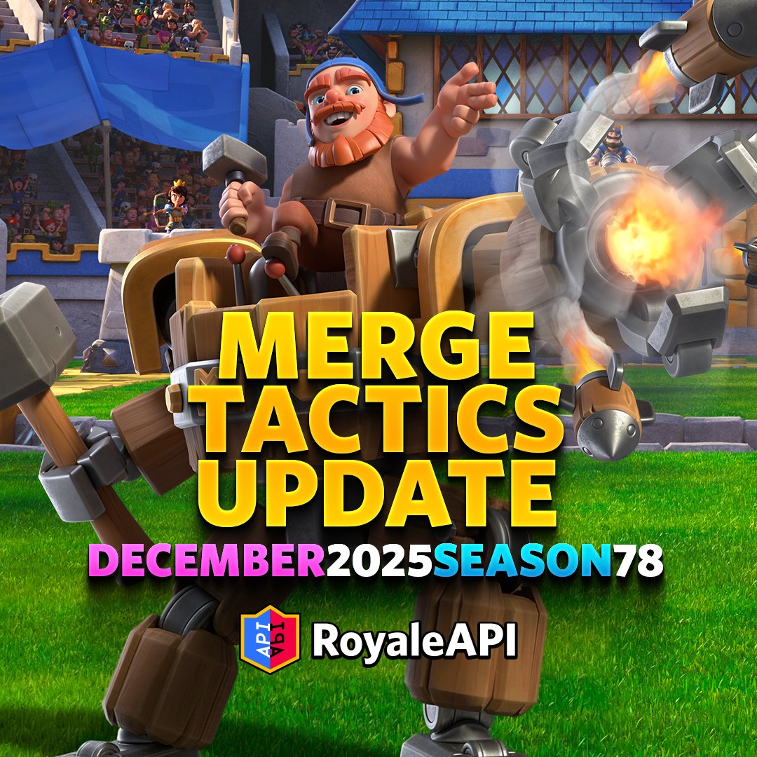 RoyaleAPI's tweet image. Merge Tactics Season 3 - Clash Royale December 2025 Update! on.royaleapi.com/mts3