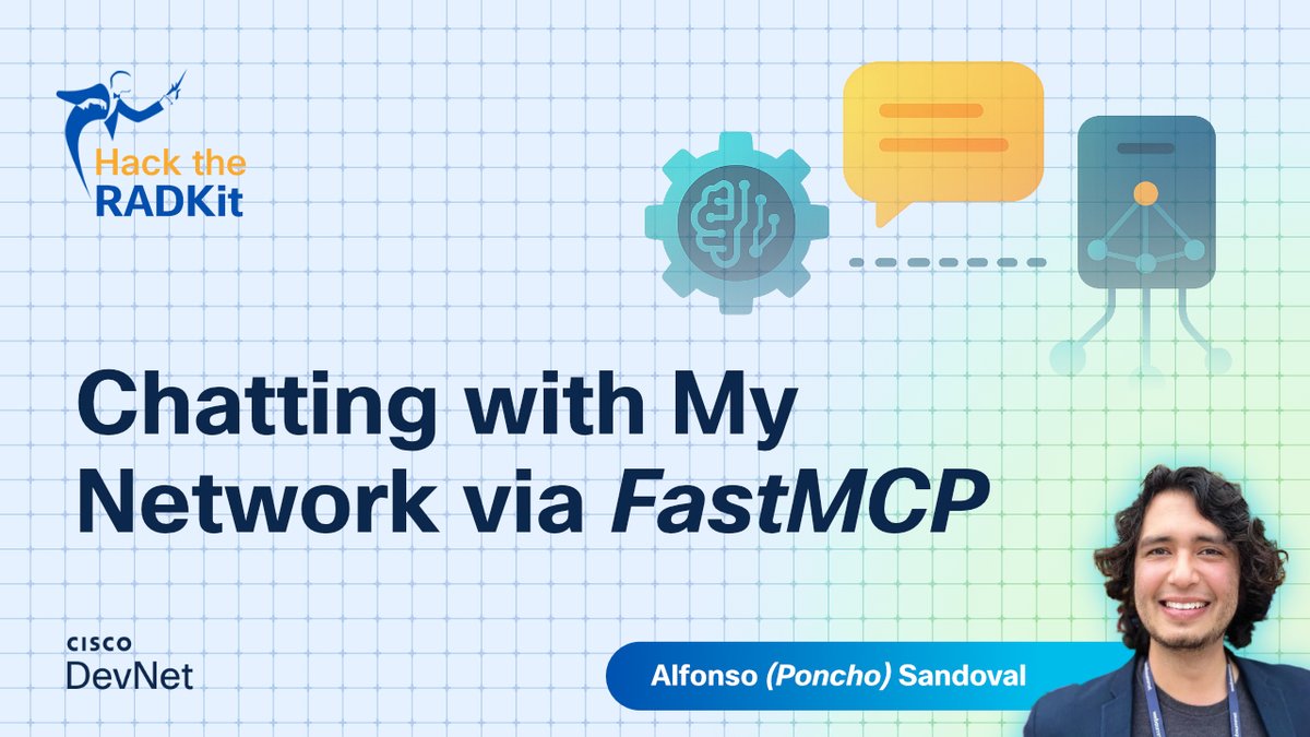 CiscoDevNet's tweet image. 🚀 What if you could TALK to your RADKit network instead of typing CLI commands?

See how to build an MCP server with FastMCP that makes network automation conversational using Claude Desktop.

🎥 Watch: cs.co/90007ikmg
#NetworkAutomation #AI #CiscoRADKit #MCP #DevNet