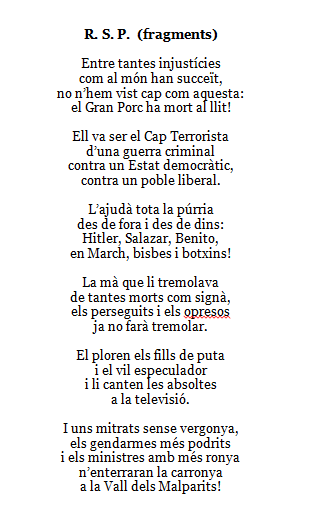 I ara, per a tots els feixistes, un mica de Pere Quart