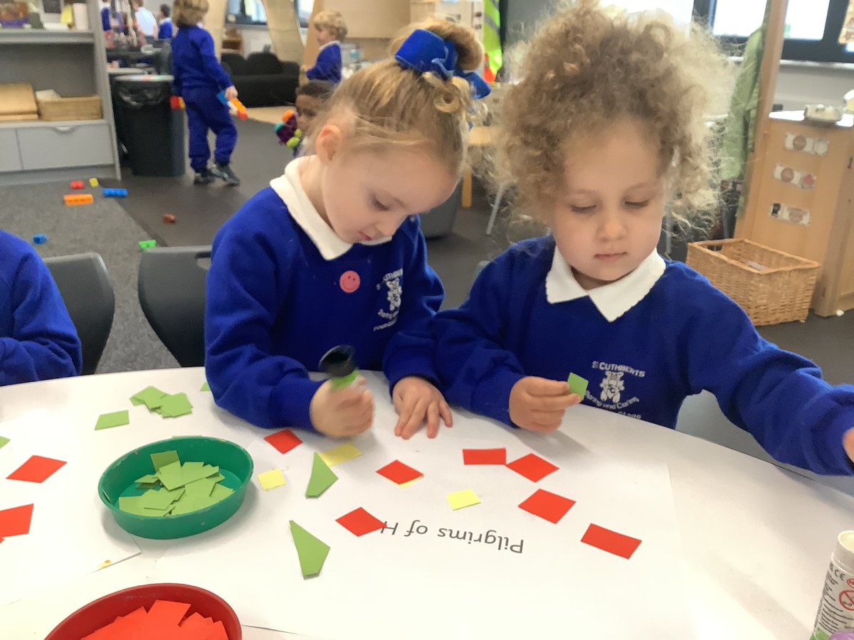 Nursery come together as Pilgrims of Hope.💛They worked together to create a banner! #StCuthbertsRE #MissionDay <a href="/CAFODSchools/">CAFOD Schools</a> #StCuthbertsEYFS