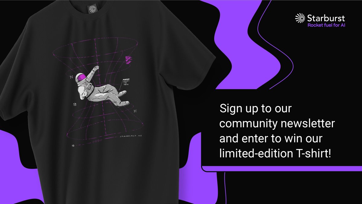 starburstdata's tweet image. Win our limited-edition community tee!
We pick 3 newsletter subscribers every month to get this exclusive shirt.
Yes, it’s limited edition. Don’t say we didn’t warn you 😏

Sign up: okt.to/eogZsQ
#DataCommunity #DataEngineers