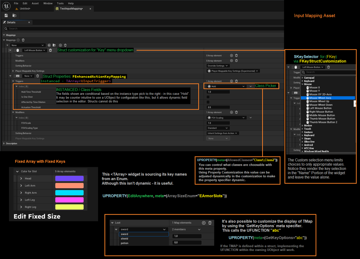 bendemott's tweet image. If you want to create data types with dynamic editing have a look at the editors &quot;Input Mapping Context&quot; asset.  Most editor tricks related to contextual dynamic entry are used here.  (Instanced Properties, Editor Customization)

#UE5 #UnrealEngine #unrealengine5tutorial
