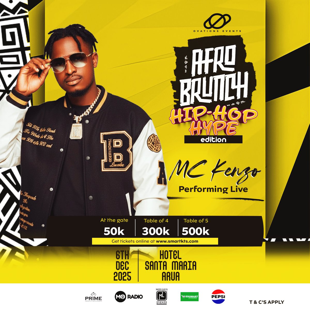 Arua, get ready! MC Kenzo is pulling up for a massive live performance this 6th December at Hotel Santa Maria. 
Let’s turn the city yellow and black
Secure your tickets and tables now this edition is strictly vibes only! 🎤