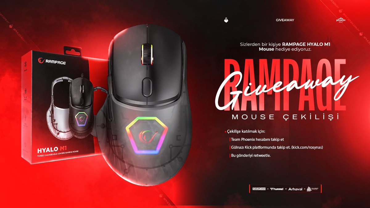 🎁 Bu Hediye Kaçmaz!

Phoenix Talent x Gülnaz iş birliğiyle 1 takipçimize Rampage Hylao M1 (12.000 DPI) Mouse hediye ediyoruz! 🖱⚡

✅ <a href="/teamphoenixtr/">Team Phoenix</a> hesabını takip et
✅ kick.com/rosynas takip et
✅ Bu gönderiyi RT’le

🎯 Şansını dene, oyun performansını bir üst seviyeye