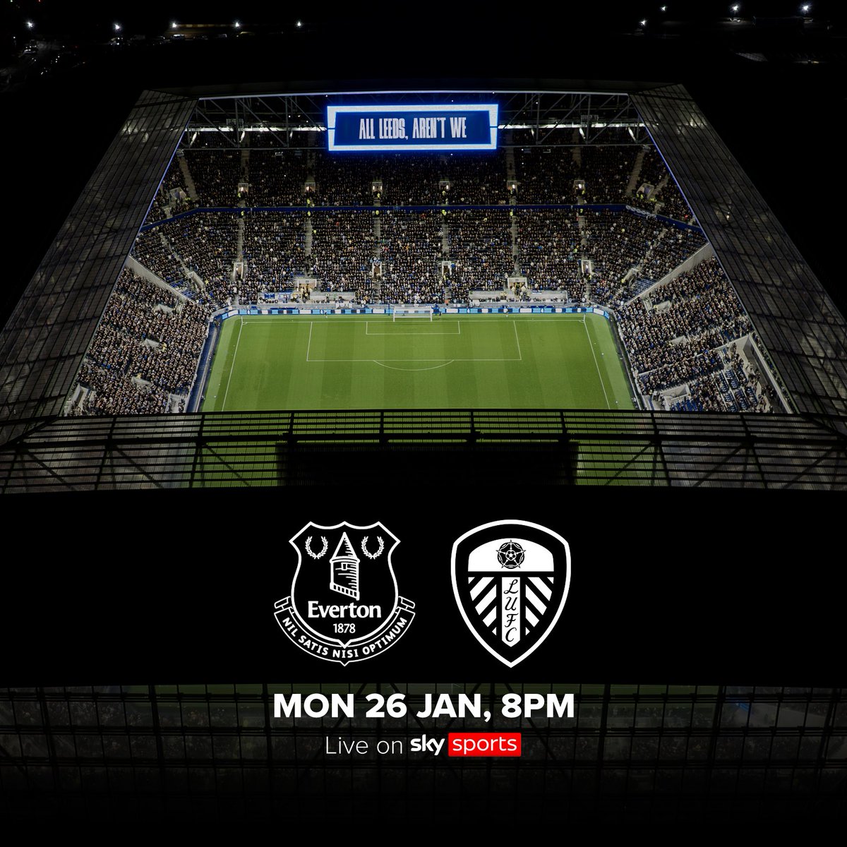 LUFC's tweet image. 📅 After being selected for live broadcast, our trip to Everton has been moved to 8pm on Monday 26th January 2026