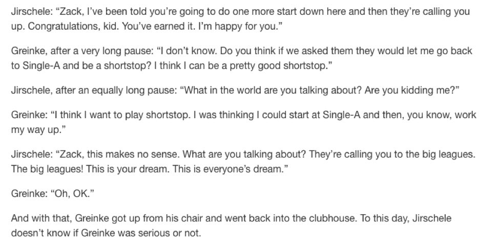 After being called up to the Major Leagues, Zack Greinke wanted to go back to Single-A to try and be a shortstop 😂